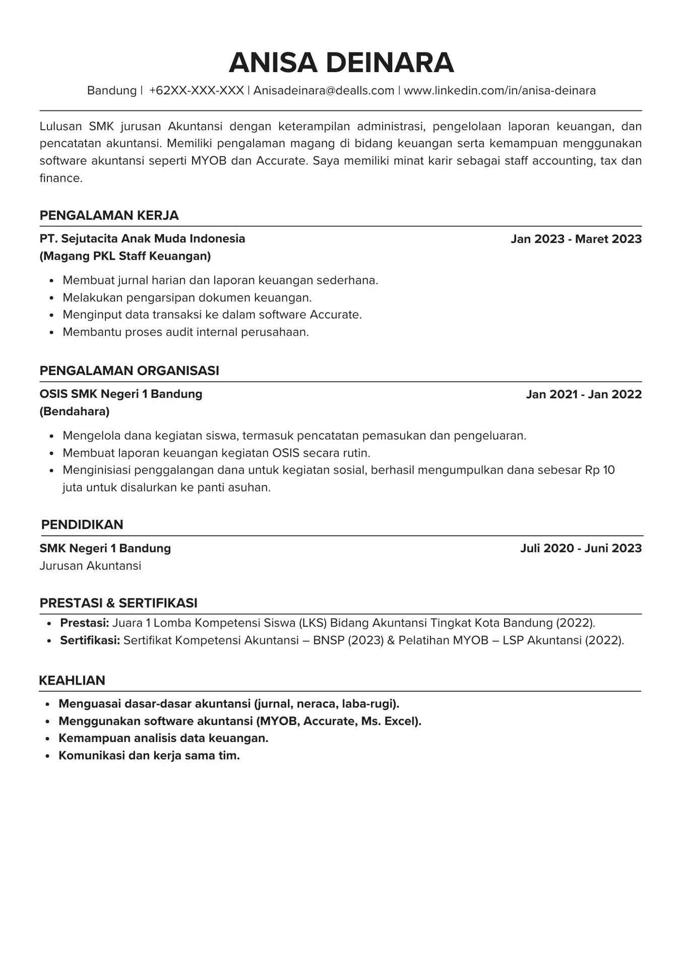Contoh CV ATS - Akuntansi