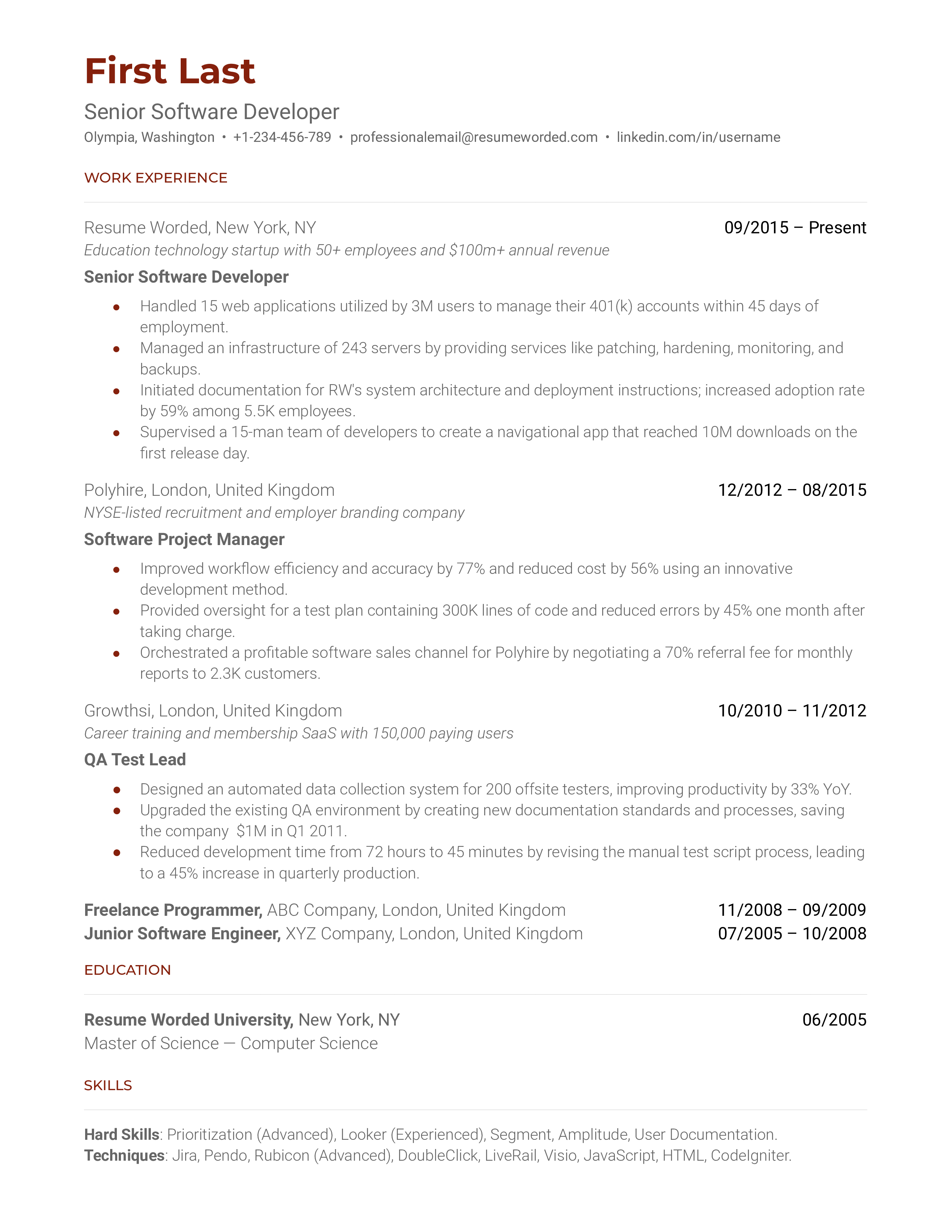 Contoh CV ATS - Software Engineer